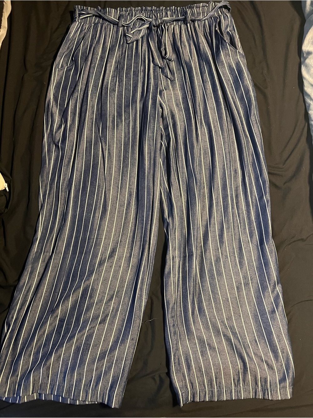 LuLaRoe Navy Blue Pinstripe Drawstring Pants